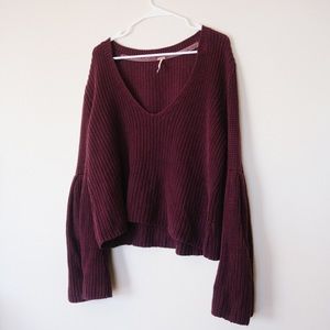 Free People Damsel Bell Sleeve Ribbed Sweater